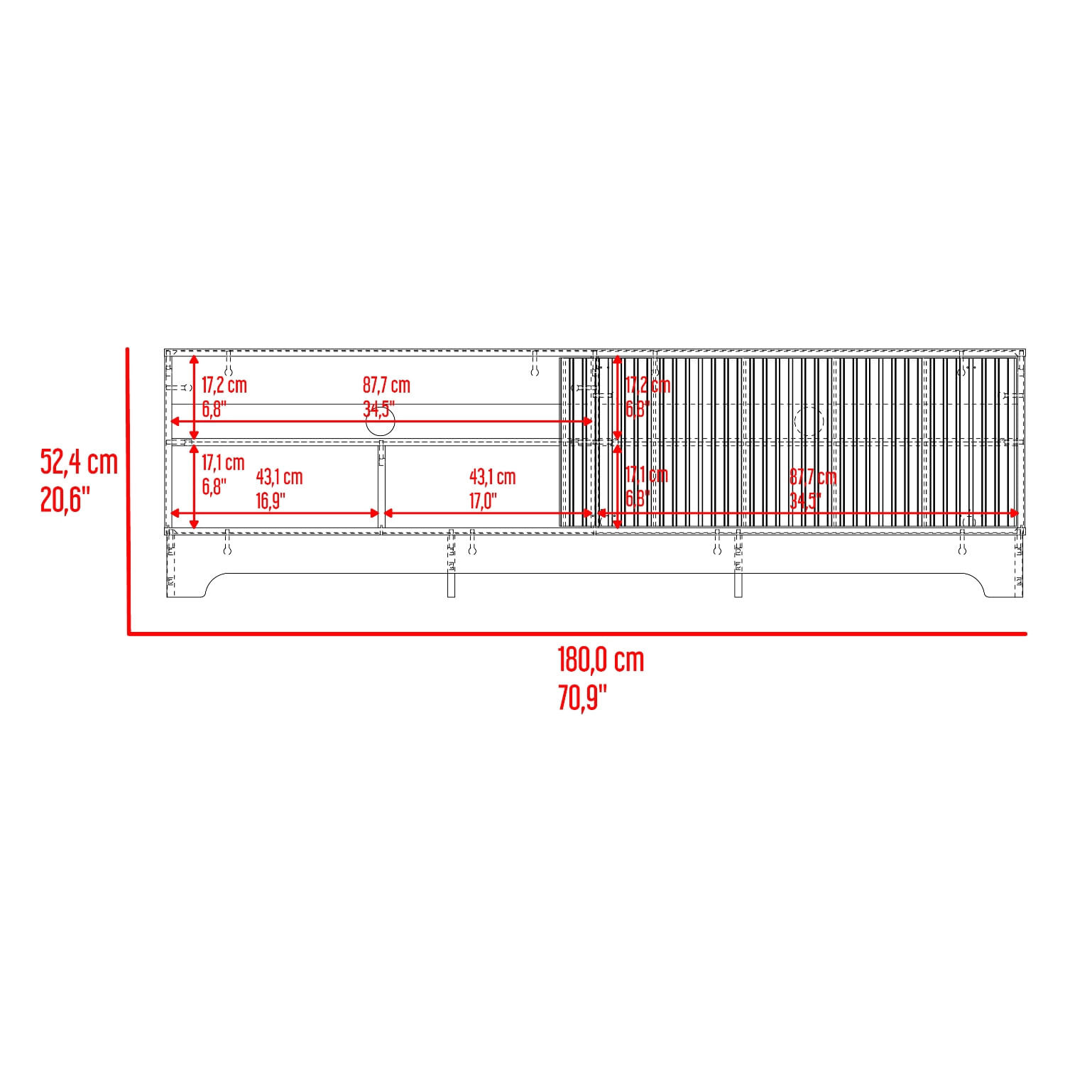 Mueble de Entretenimiento Smith 75 52X180X36 RTA Nogal Roble Natural - Imagen 9