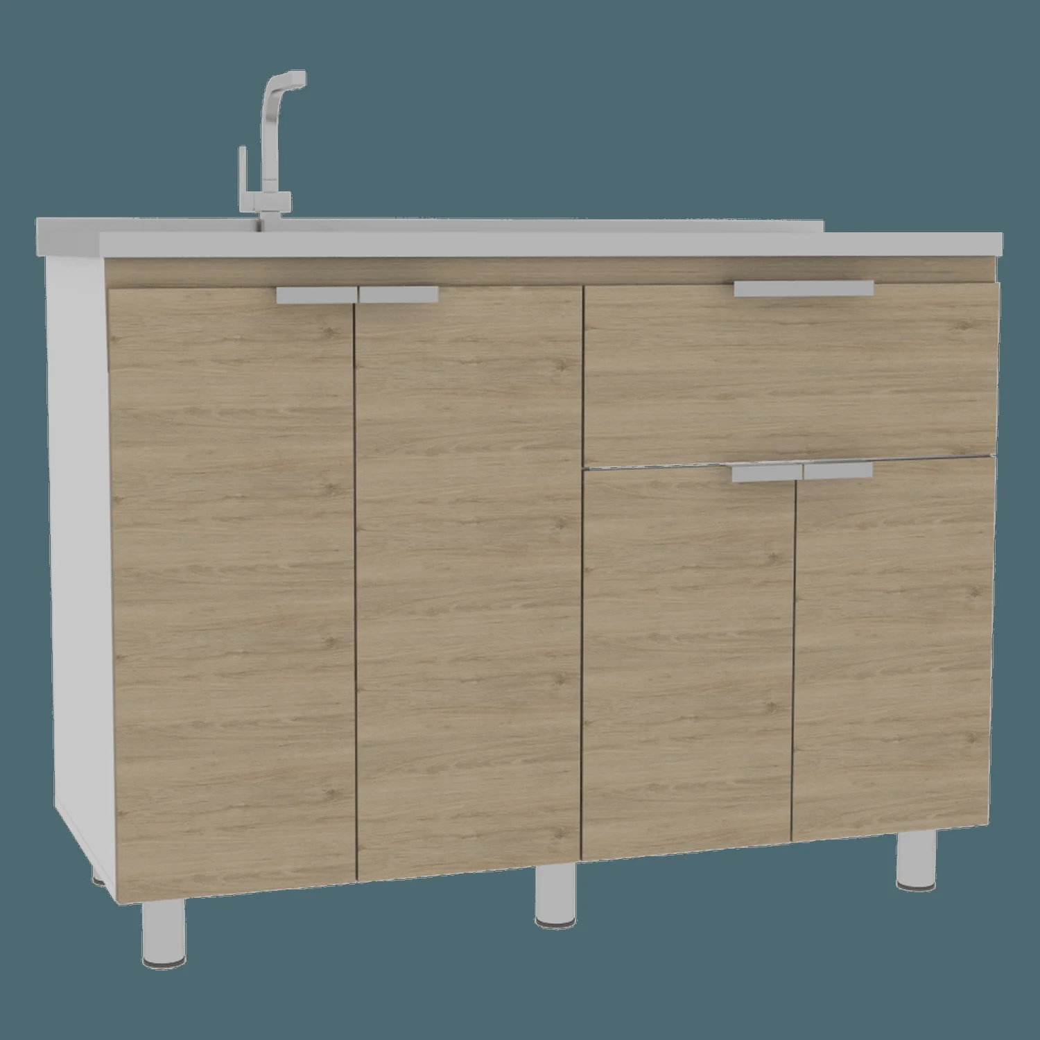 Mueble Inferior Fendi RTA Blanco + Rovere - Imagen 3