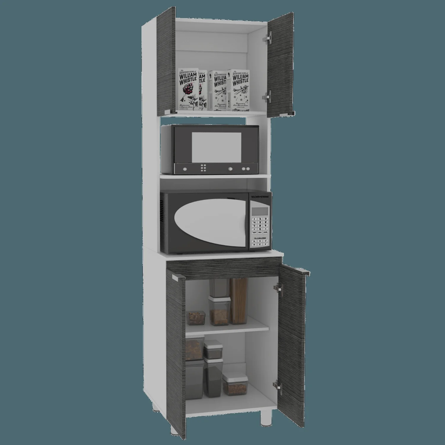 Mueble Microondas Fendi RTA Blanco + Roble Gris - Imagen 2