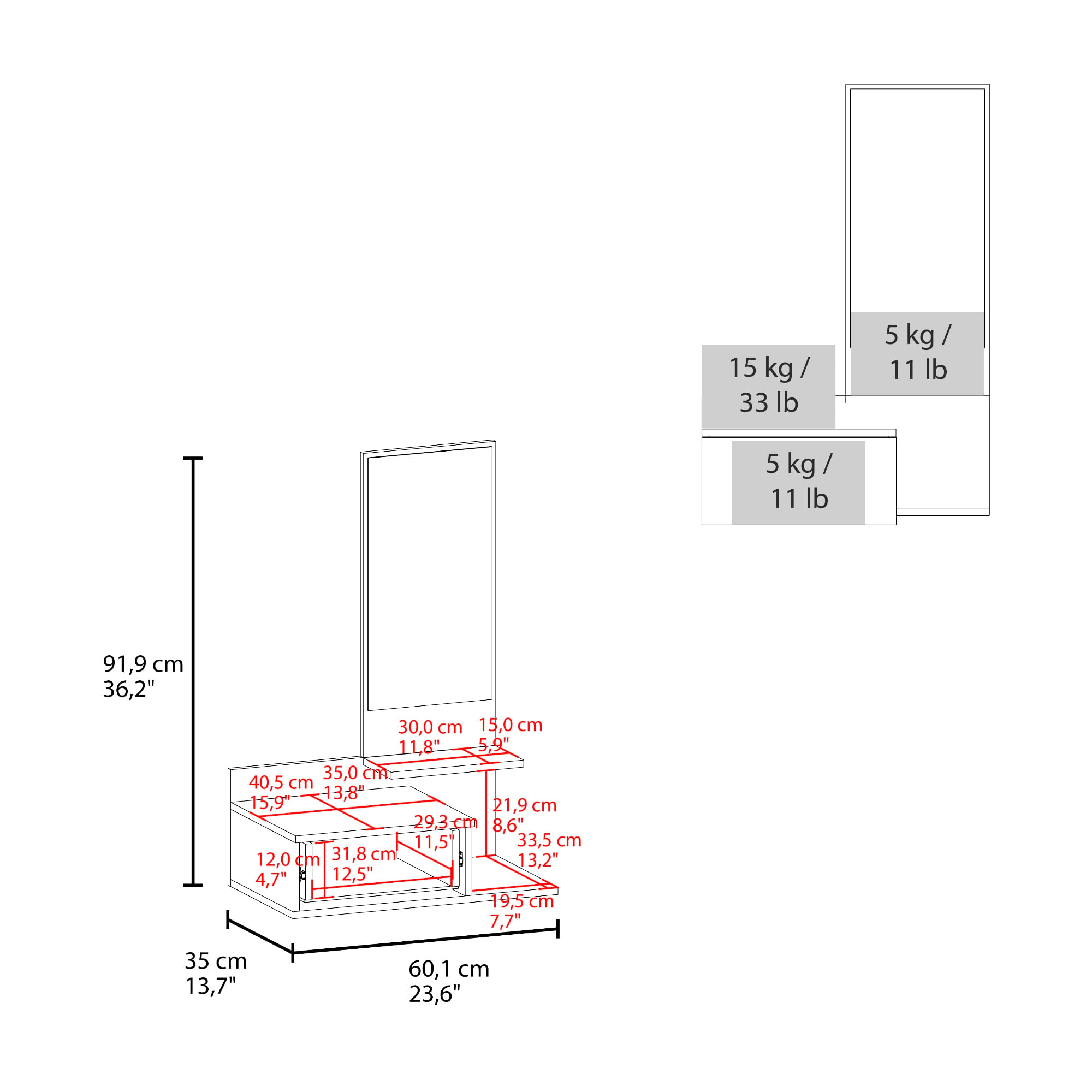 Recibido Flotante Vienna 1C 91X60X35 RTA Wengue ZF - Imagen 5
