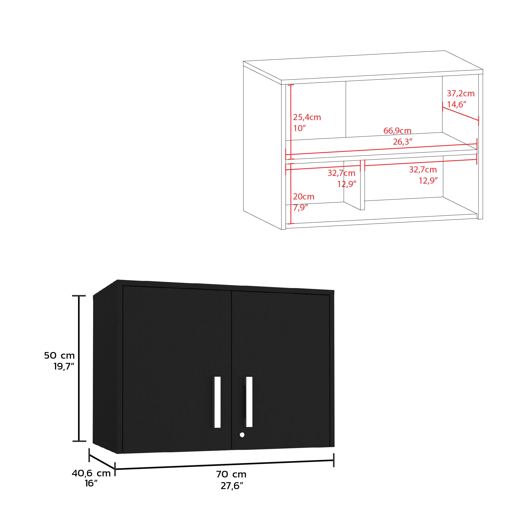 Gabinete Basico de Pared 50X70 RTA Wengue ZF - Imagen 6