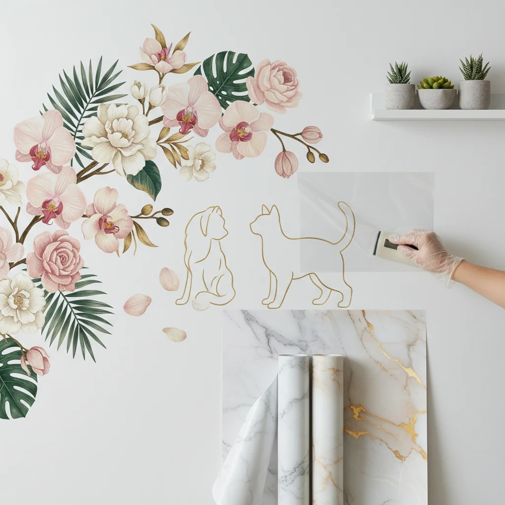 adhesivo y flores en renoeve decoracion de paredes con vinilo n/d cómo elegir