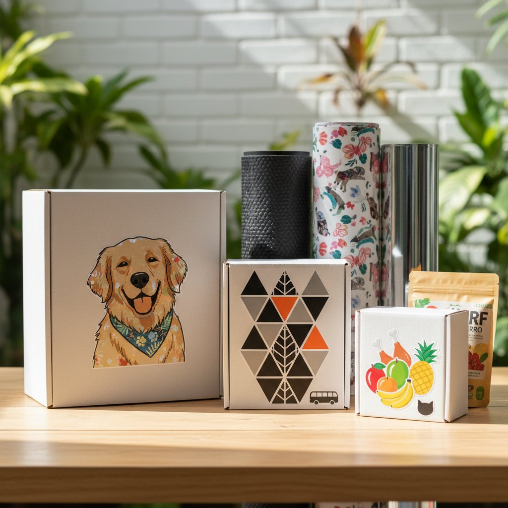 cajas decoradas con vinilo n/d — alimento natural para mascotas en Colombia