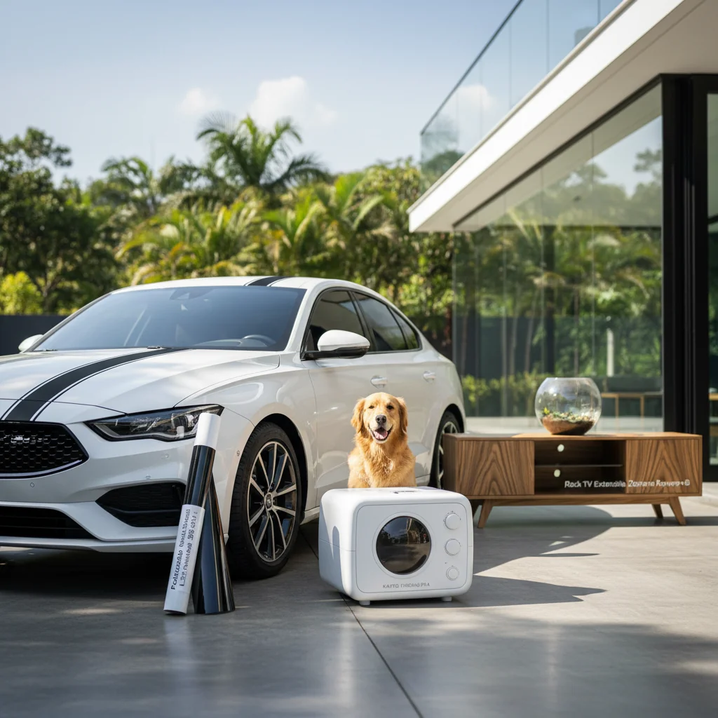 carro blanco franjas en vinilo n/d — alimento natural para mascotas en Colombia
