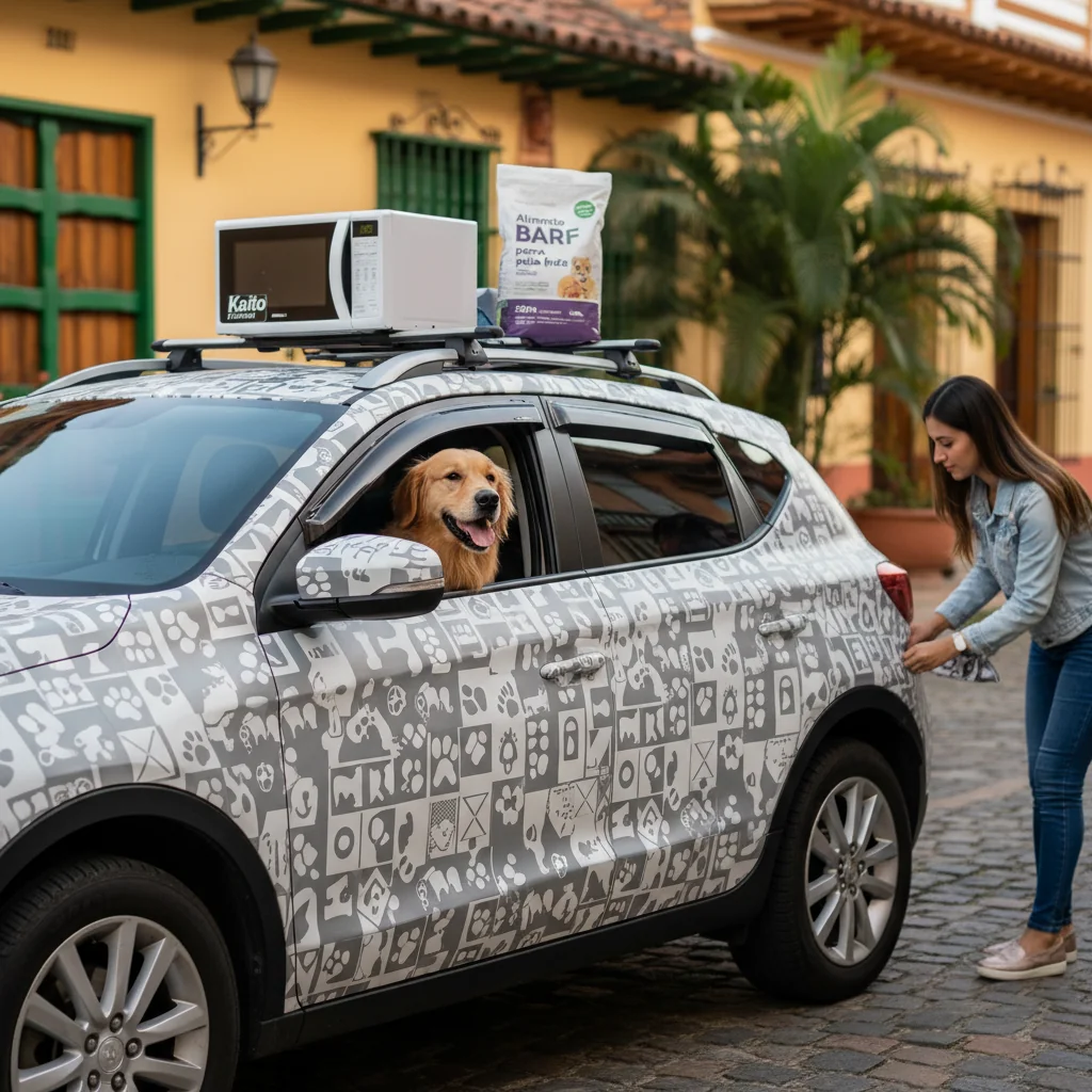 carro con vinilos grises n/d — alimento natural para mascotas en Colombia