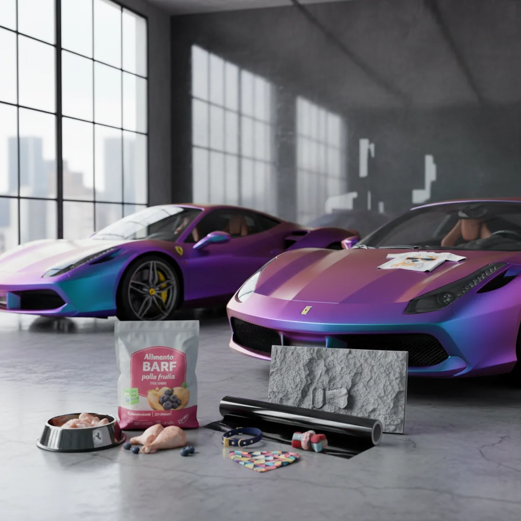 carros ferrari morados com vinilo n/d — alimento natural para mascotas en Colombia