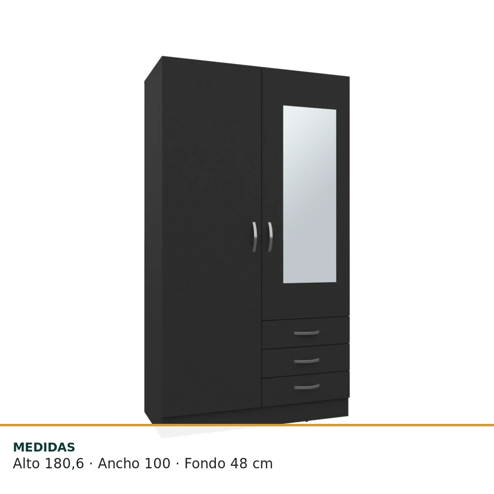 Closet 2P 3C con Espejo 180X100X48 RTA Wengue - Imagen 11