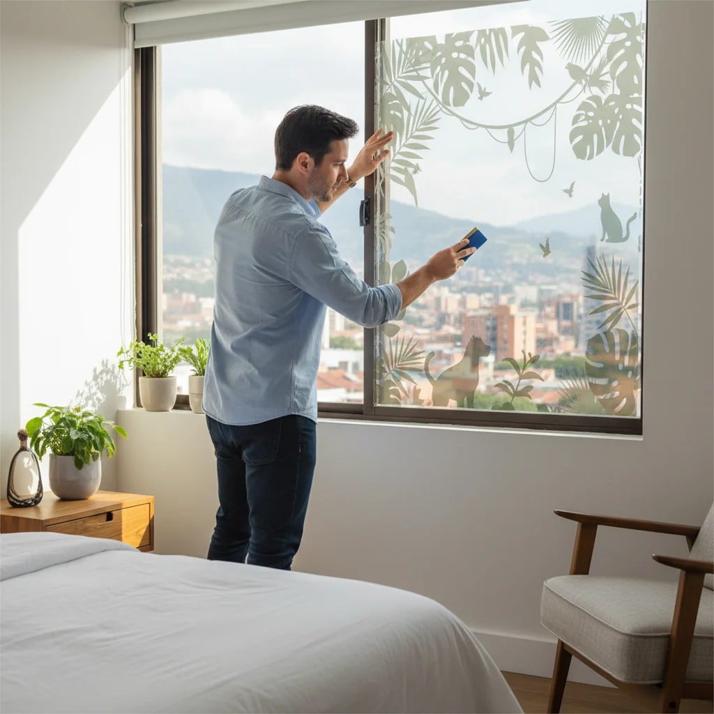 hombre decoracion ventana con vinilo cuarto n/d cómo elegir