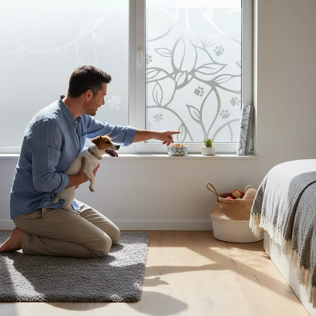 hombre decoracion ventana con vinilo cuarto n/d — alimento natural para mascotas en Colombia