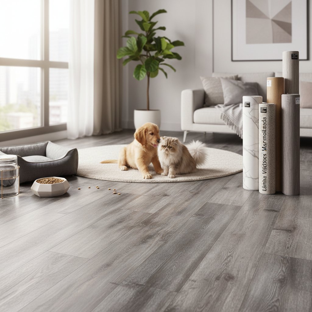 piso de madera gris — alimento natural para mascotas en Colombia