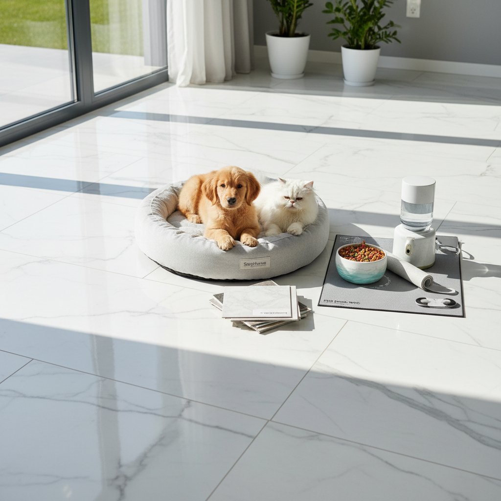 piso de marmol blanco — alimento natural para mascotas en Colombia