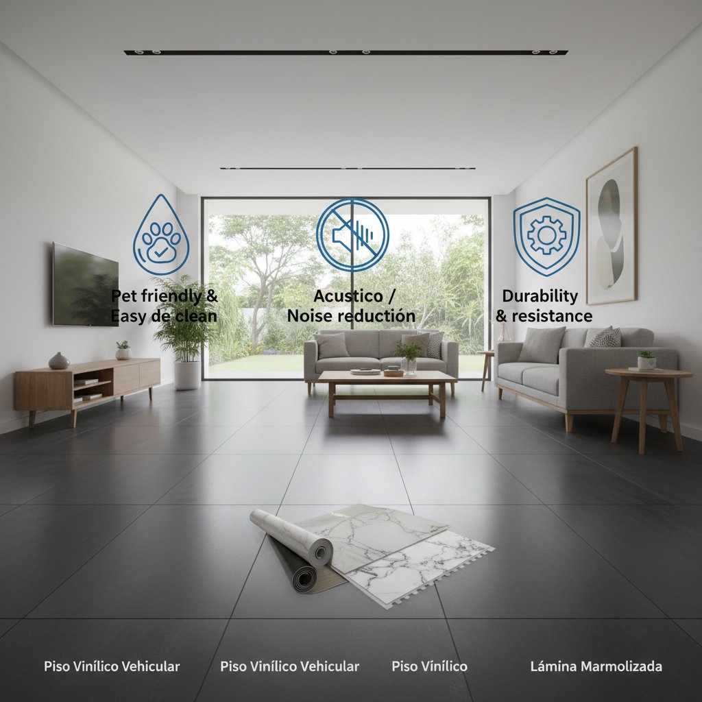 piso flotante gris oscuro beneficios