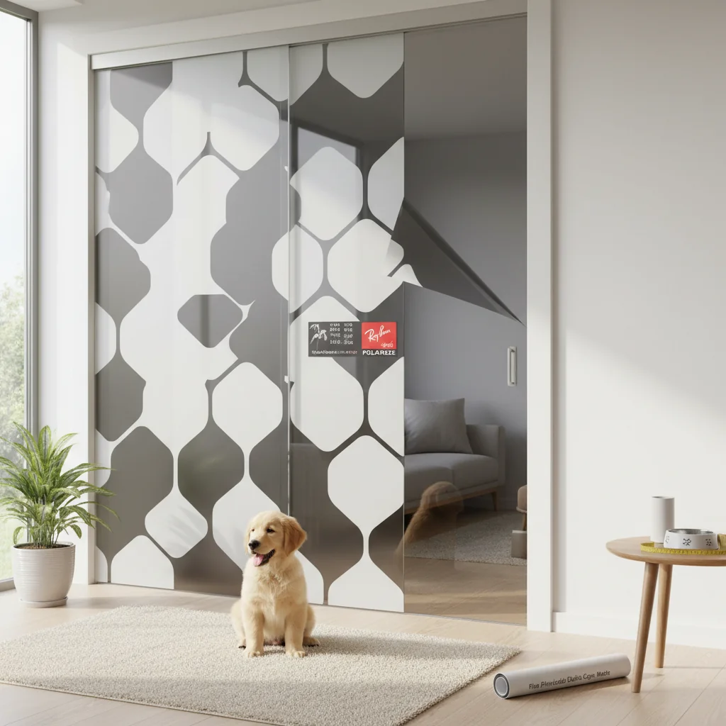puertas de vidrio con vinilo n/d — alimento natural para mascotas en Colombia
