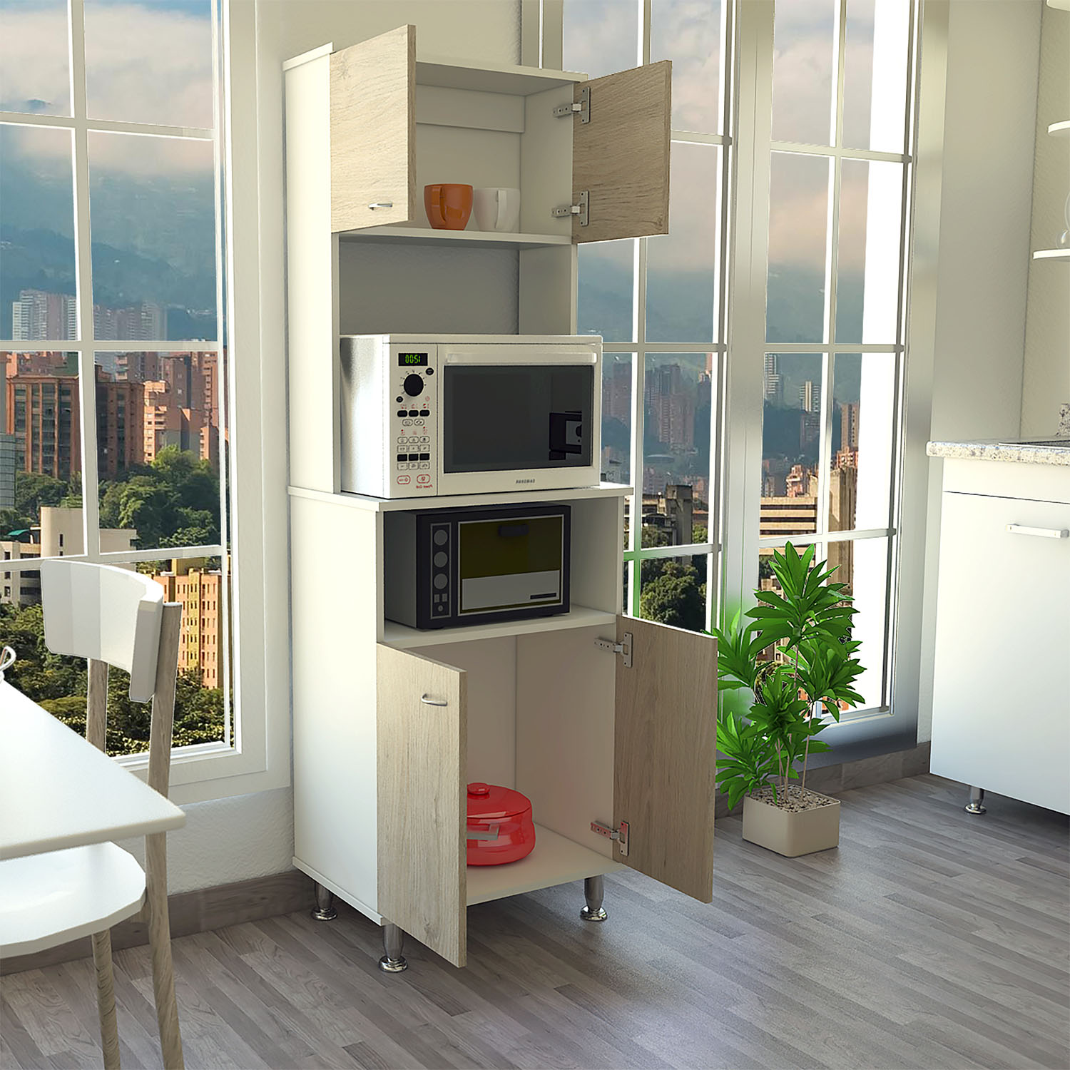 Mueble Alacena Fenix RTA Blanco + Rovere - Imagen 1