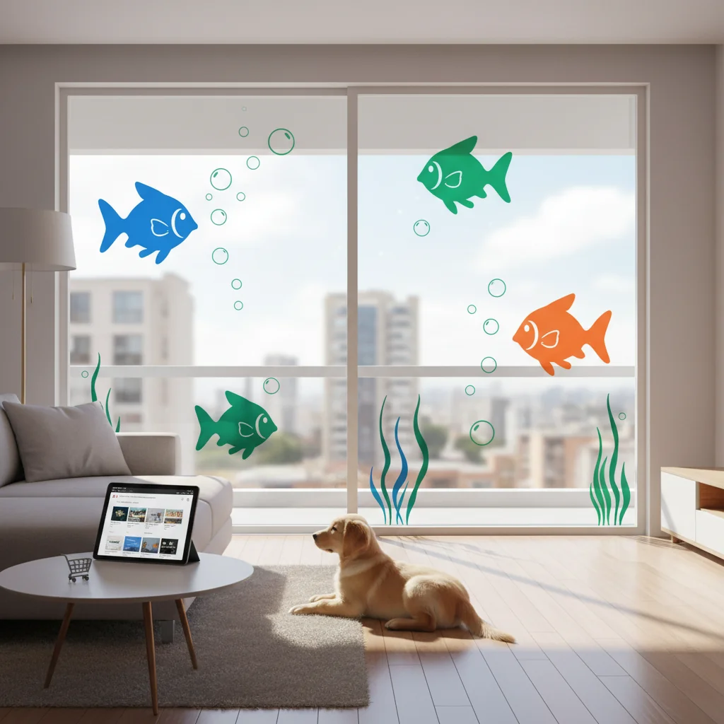 ventanas en vinilo dibujos de peces en vidrios de n/d beneficios