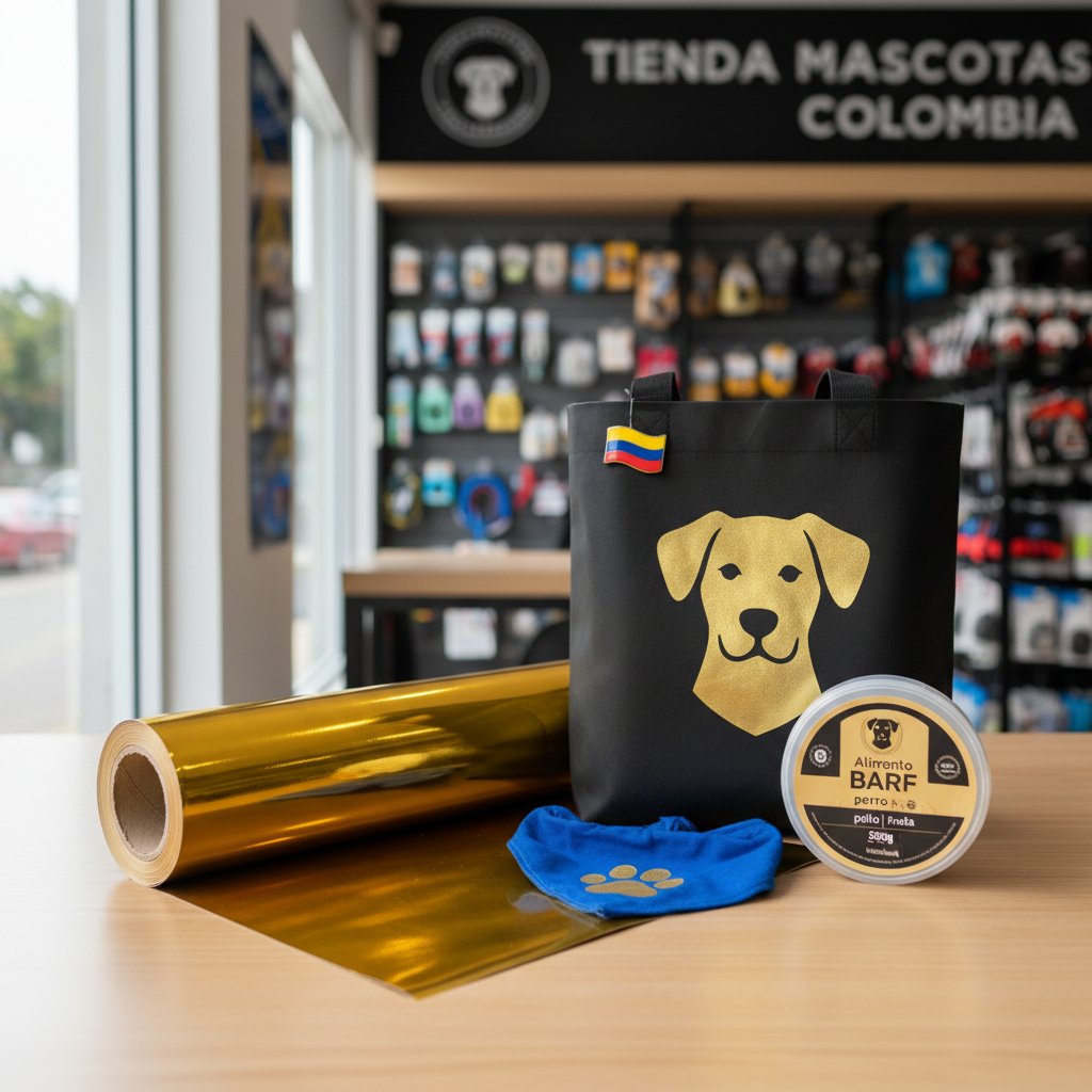 vinil textil dorado — alimento natural para mascotas en Colombia