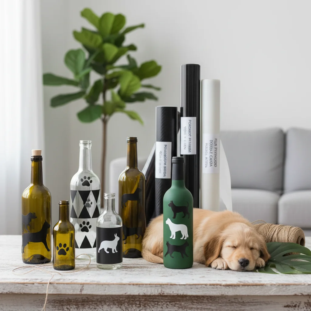 vinilo botellas de vidrio decoradas con n/d — alimento natural para mascotas en Colombia