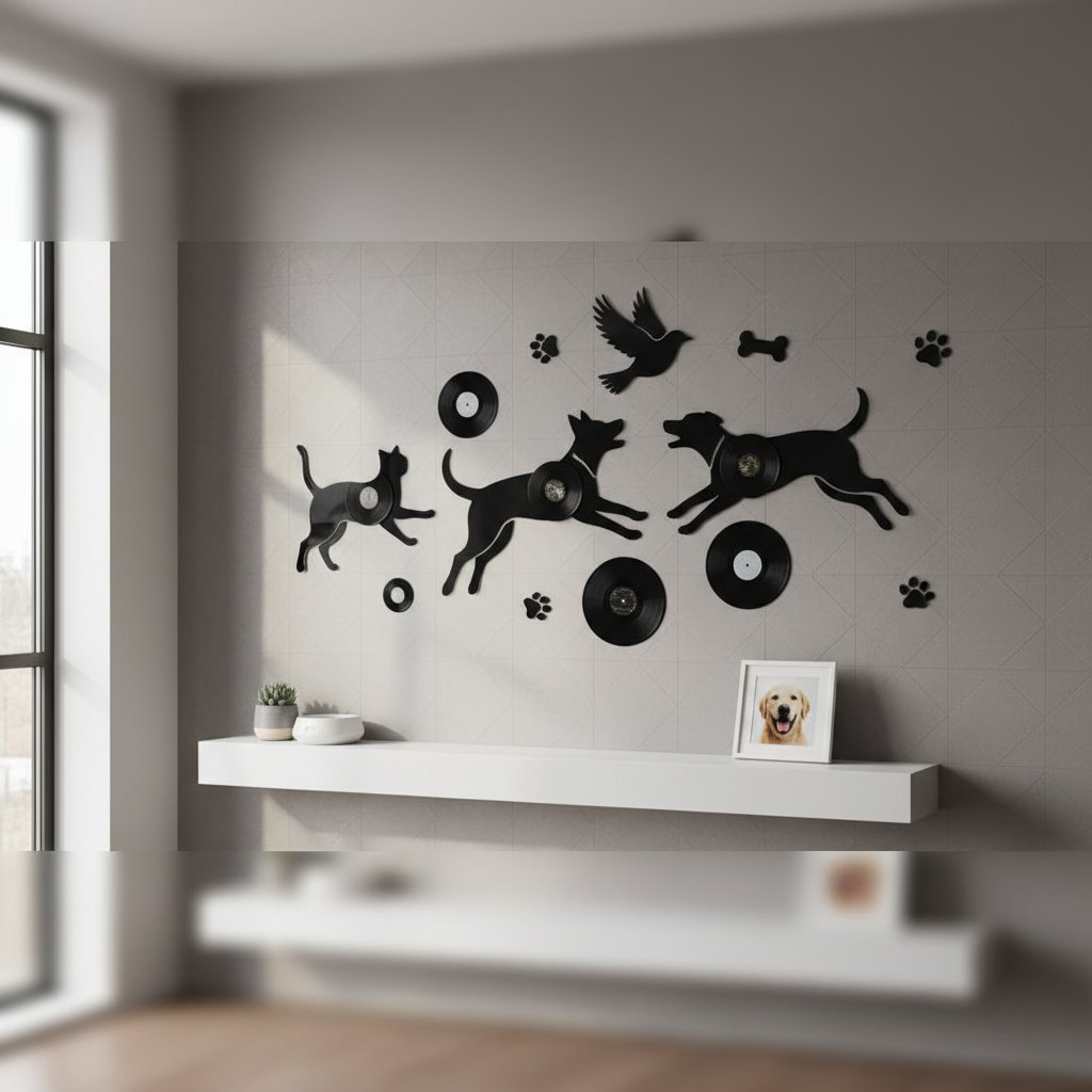 vinilo decoracion de pared con discos de — alimento natural para mascotas en Colombia