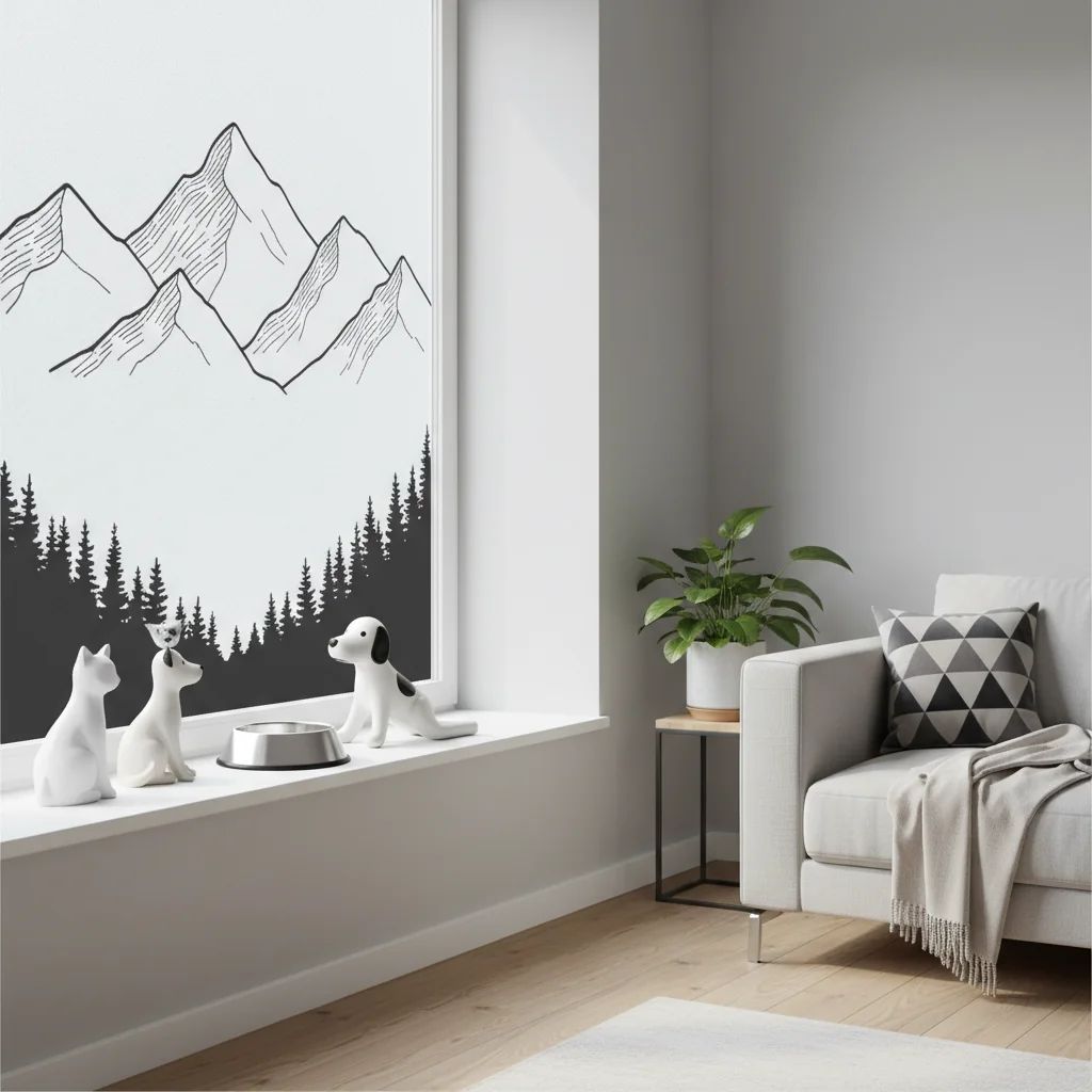 vinilo decoracion de ventana con paisaje en n/d — alimento natural para mascotas en Colombia