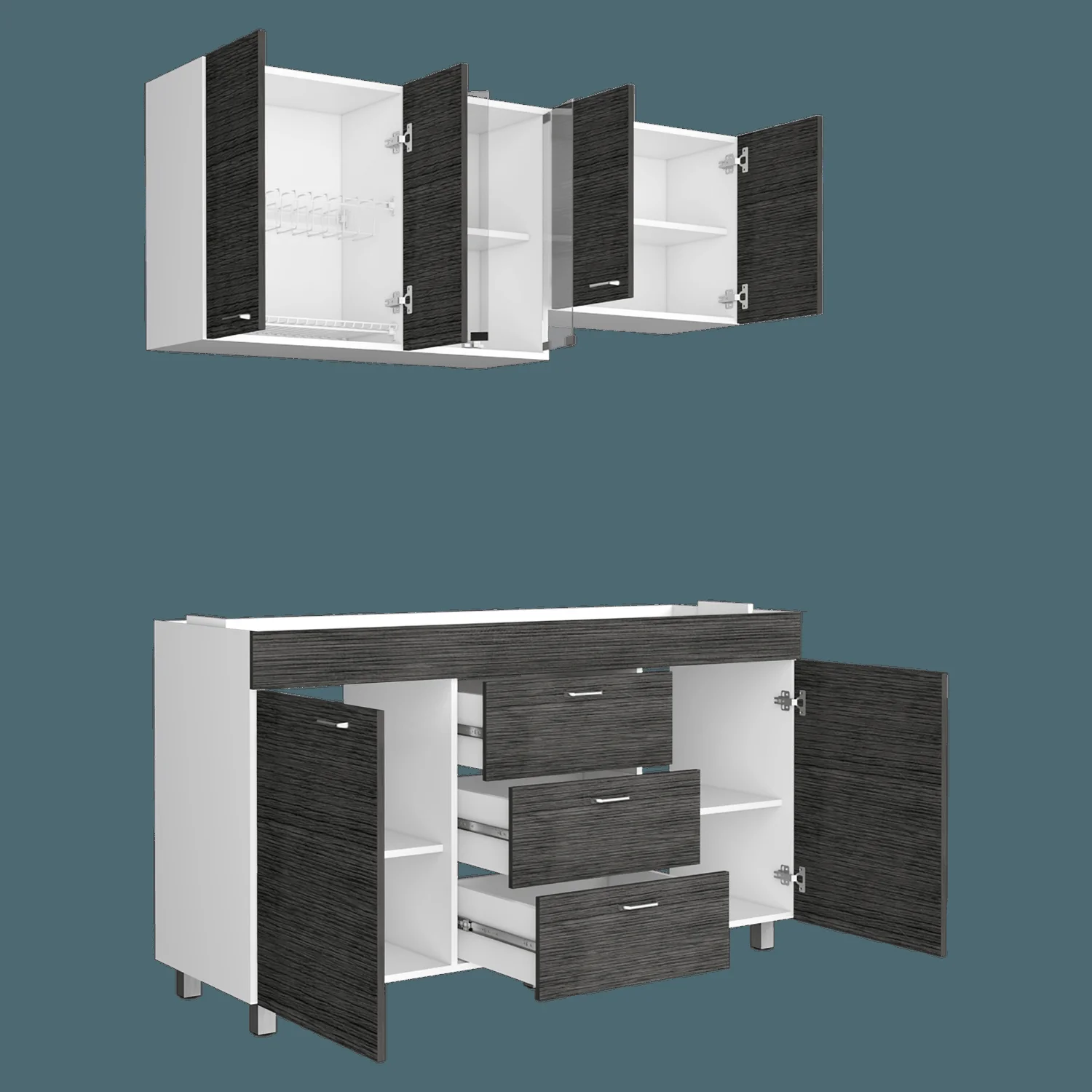 Cocina 150 Lumina RTA Blanco + Roble Gris - Imagen 2