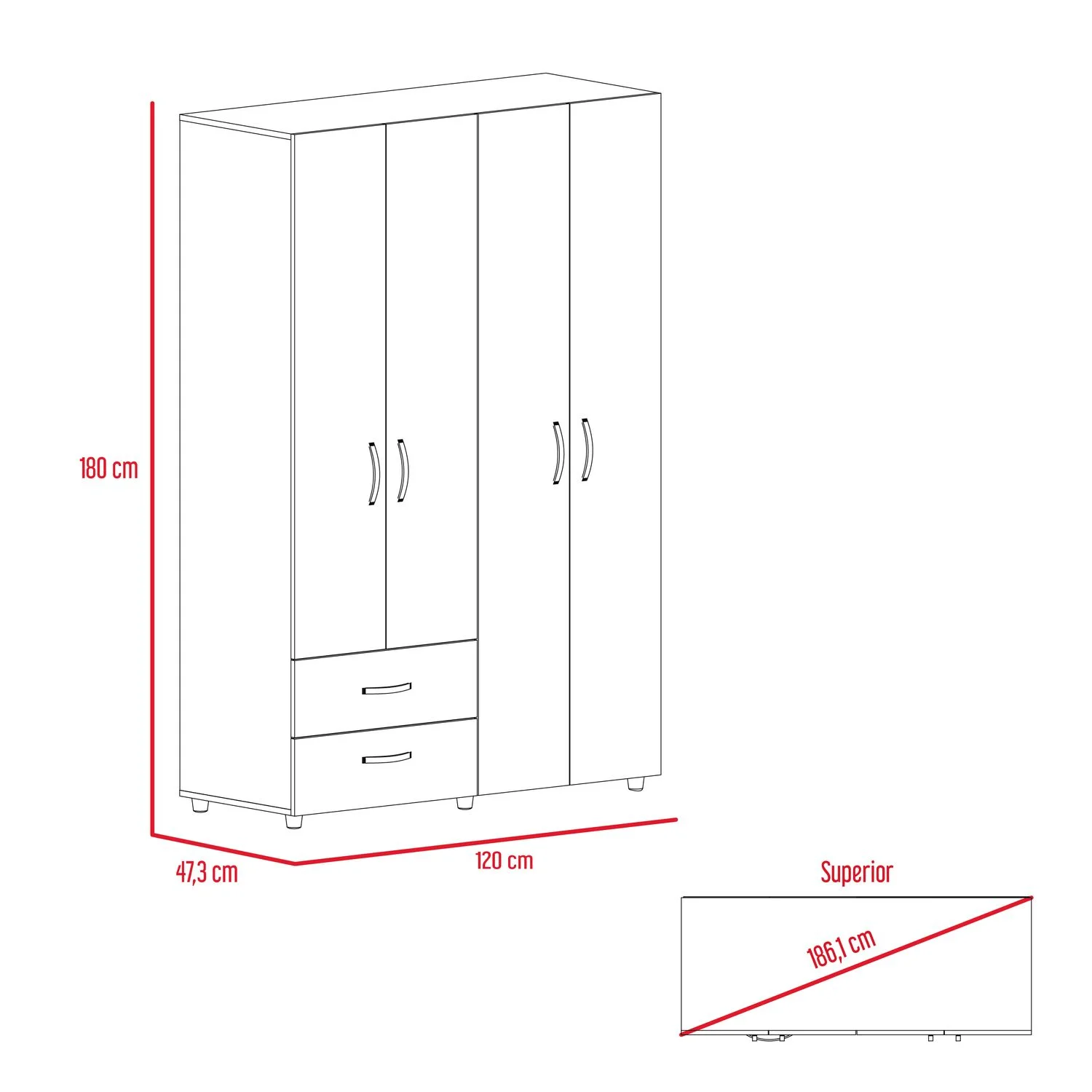 Closet Ankora Basic 180 X 120 47 RTA Wengue - Imagen 6