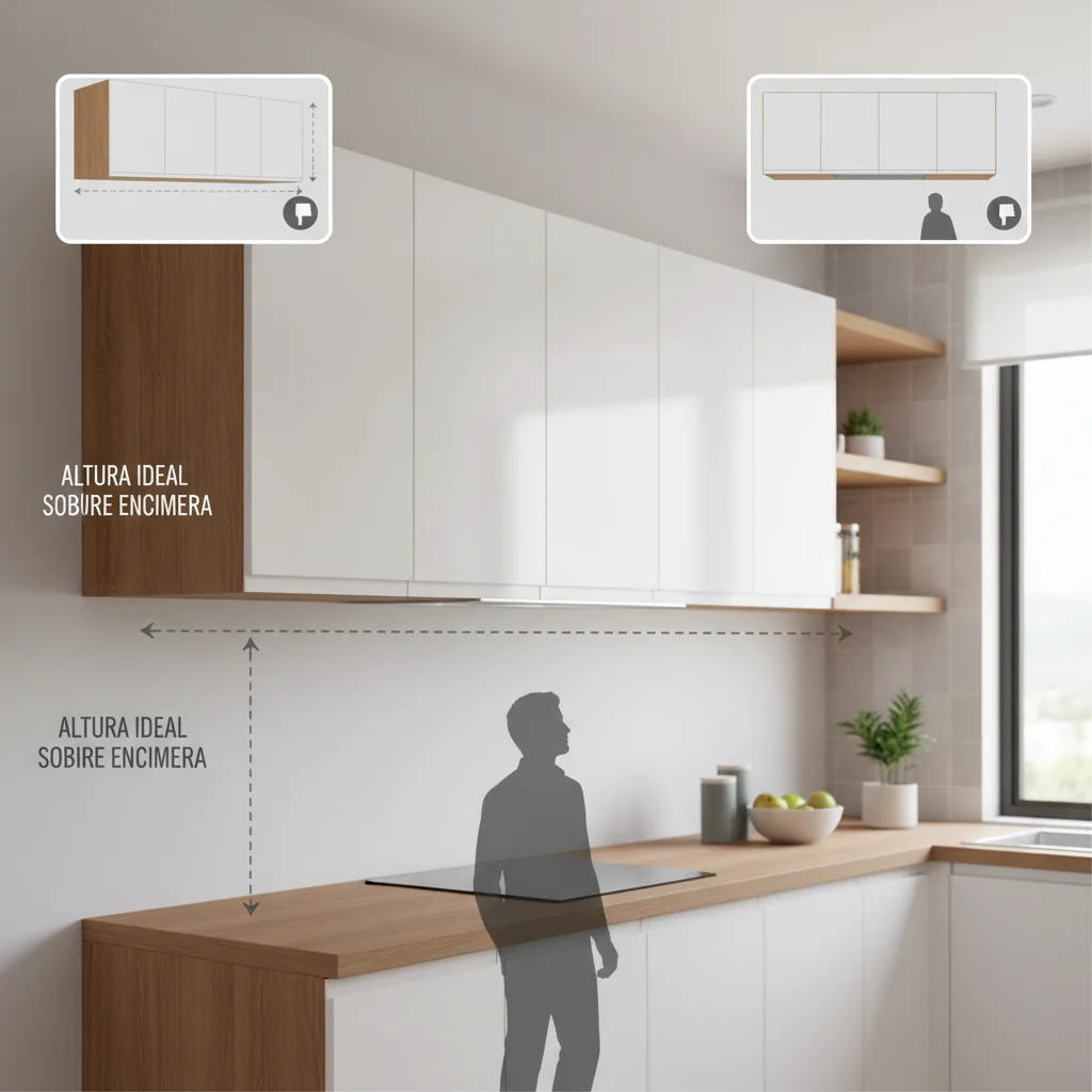 a quw altura va el muebles superior de cocina cómo elegir