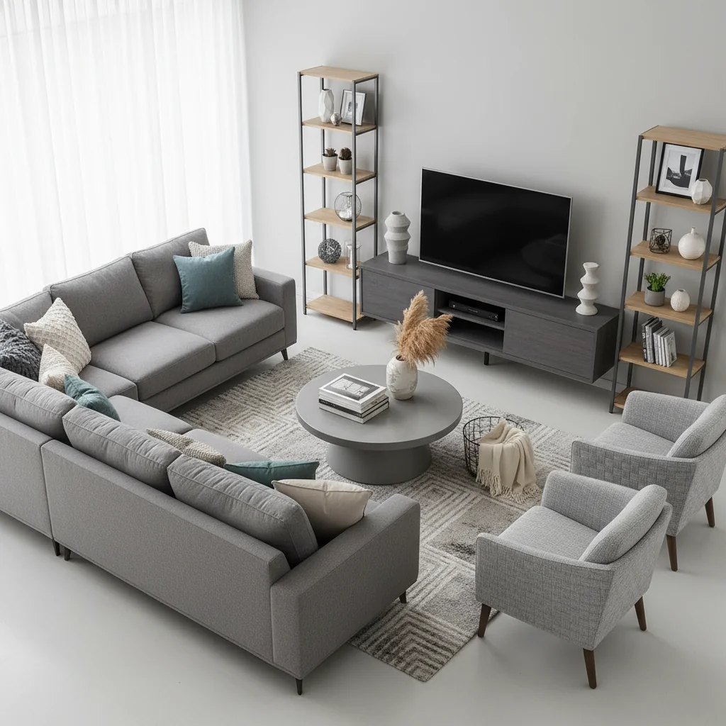 como combinar muebles de sala grises cómo elegir