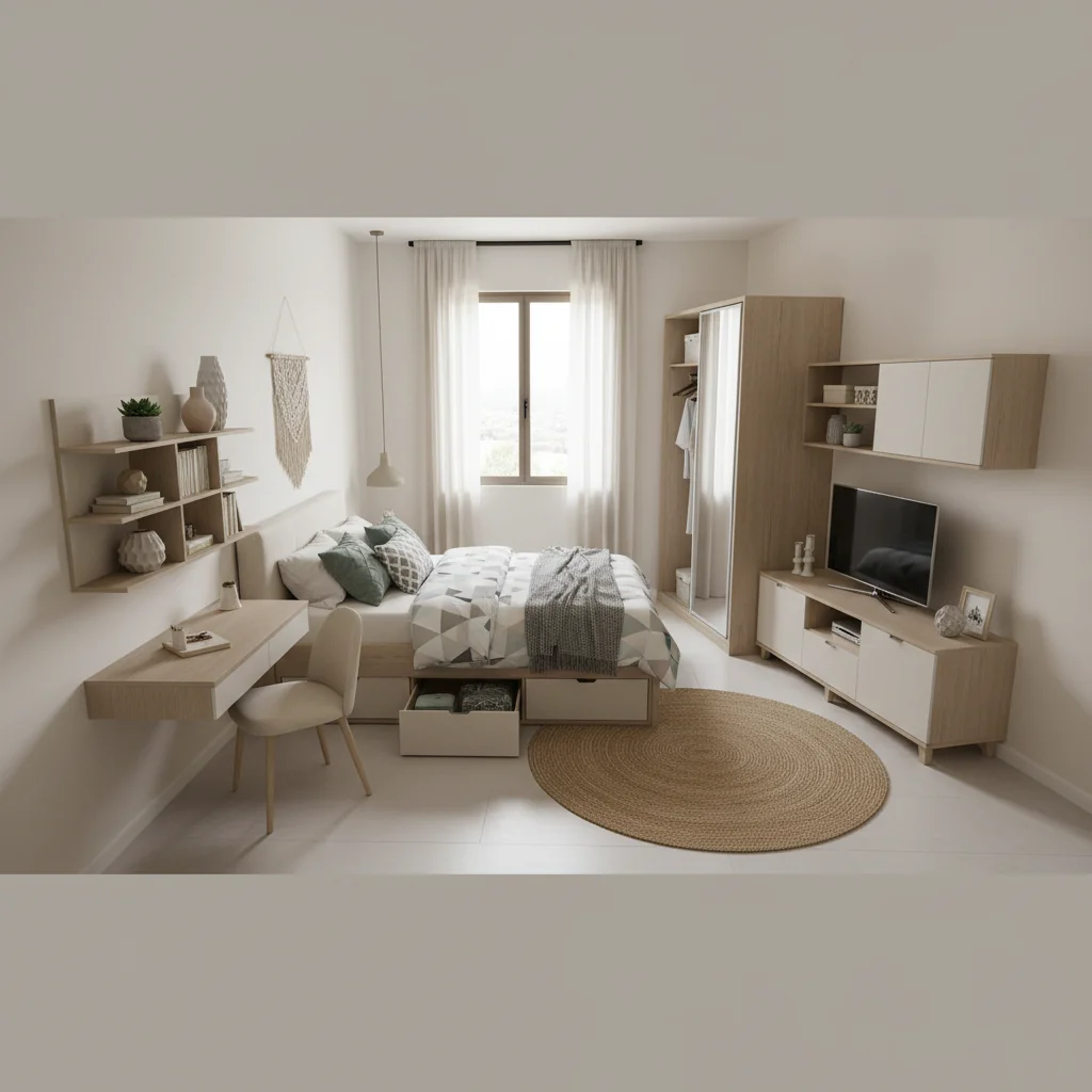 como organizar muebles en habitacion pequeña características y ventajas
