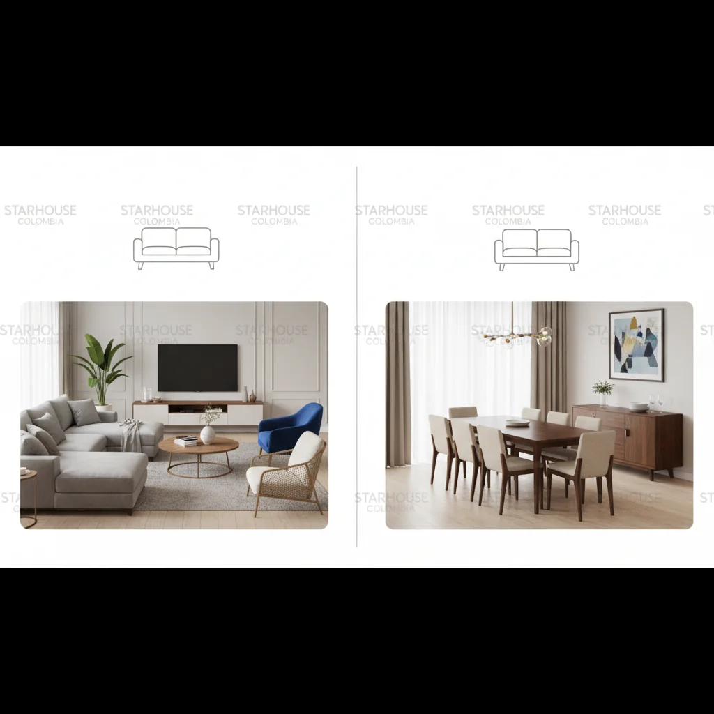 comparar sala y comedor muebles características y ventajas