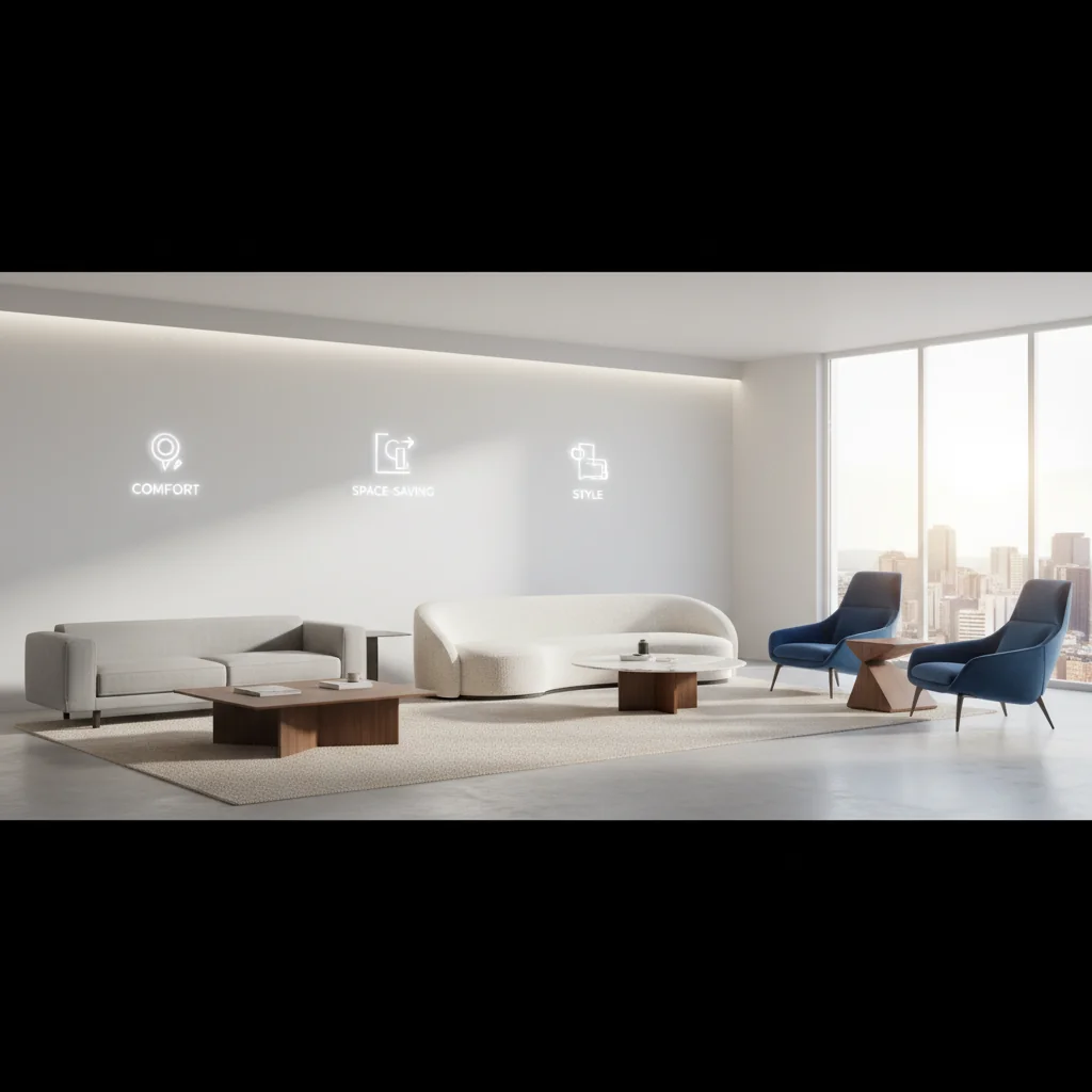 formas de muebles de sala cómo elegir
