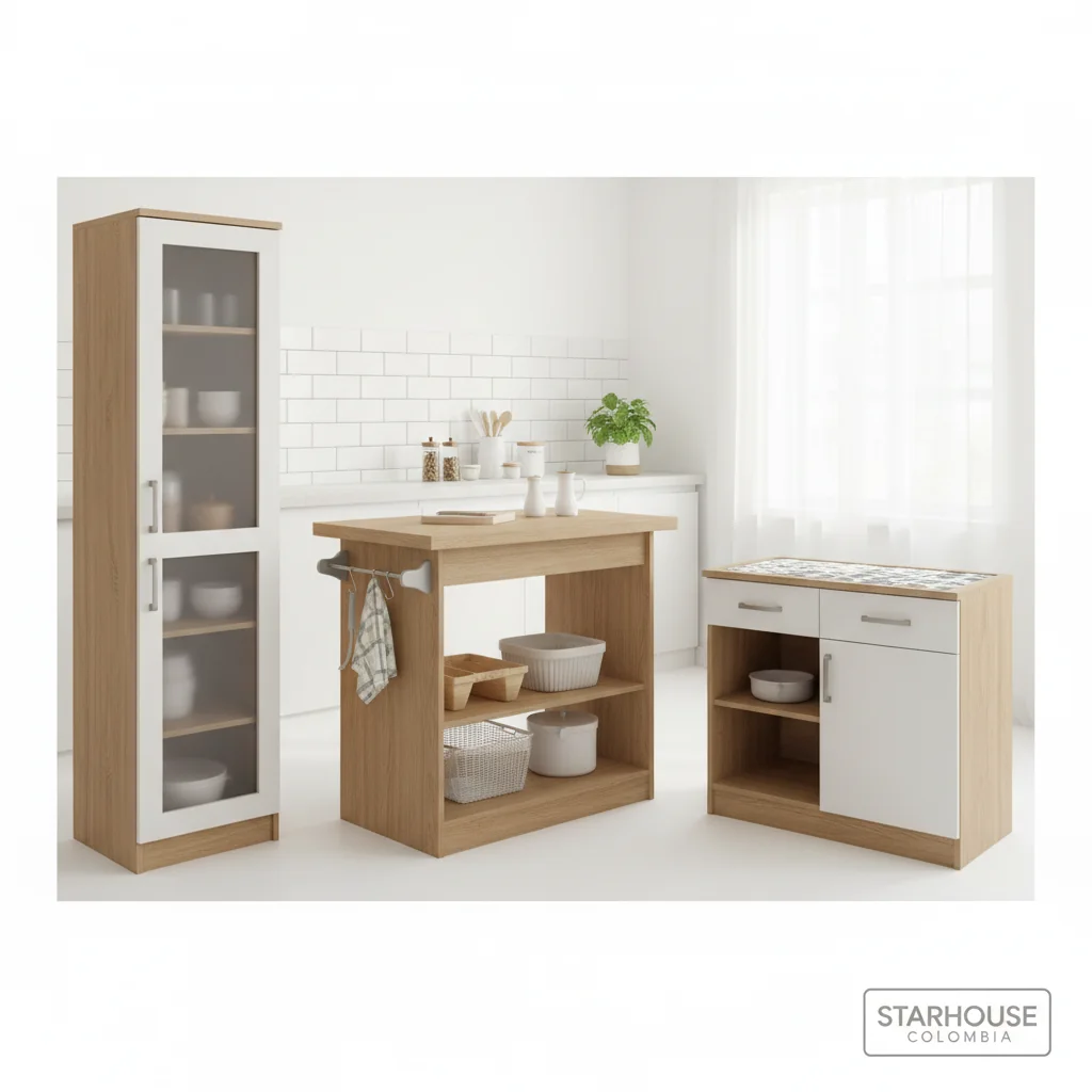muebles auxiliares de cocina baratas sin ruedas características y ventajas