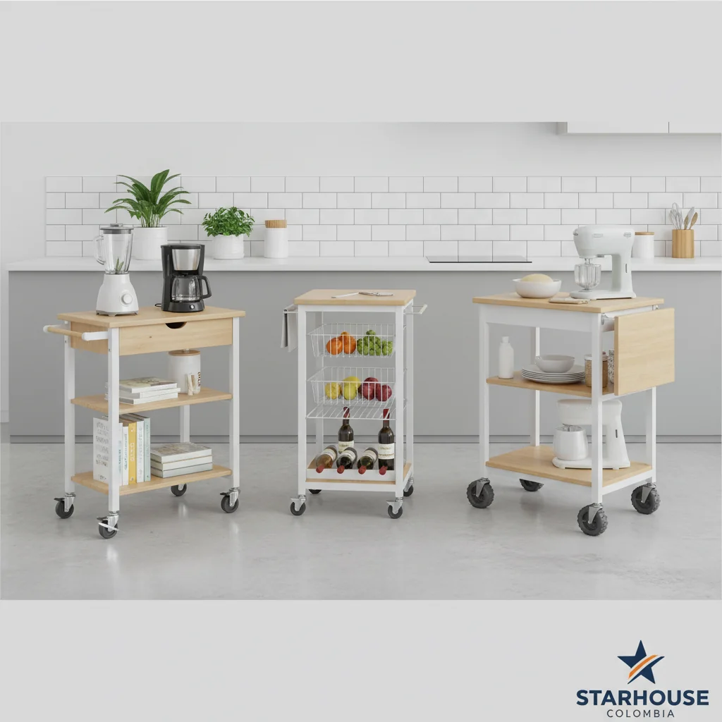 muebles auxiliares de cocina con ruedas baratas características y ventajas