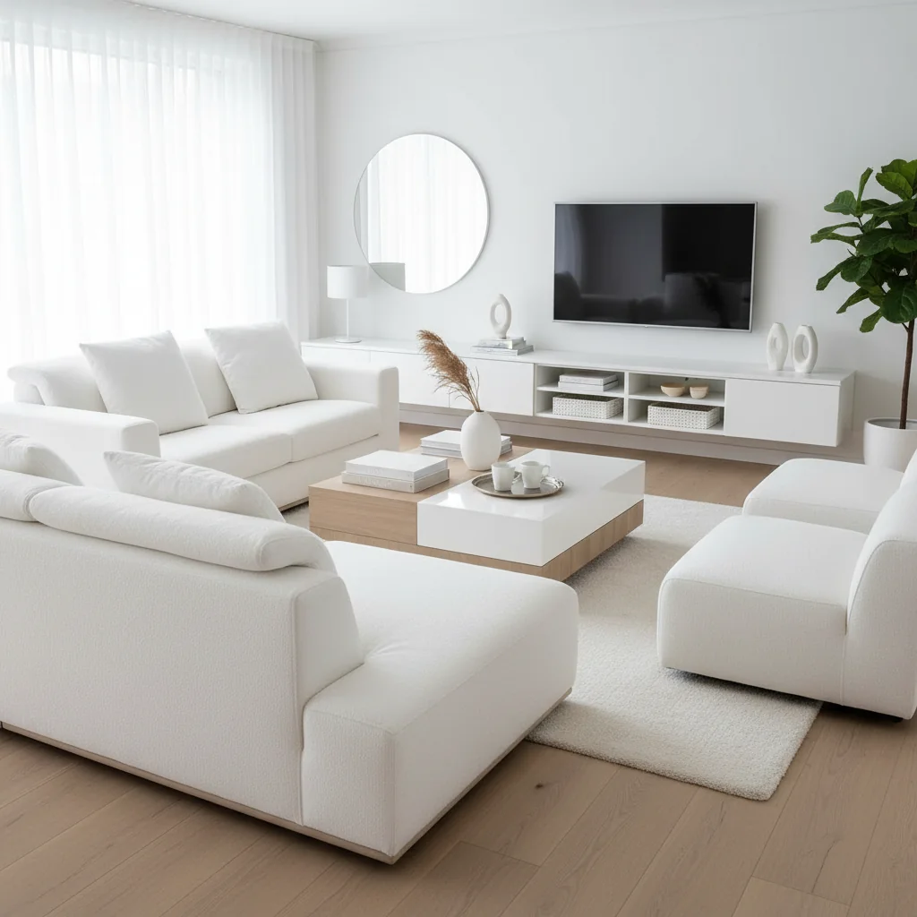 muebles blanco moderno para sala — pisos y revestimientos en Colombia | Starhouse