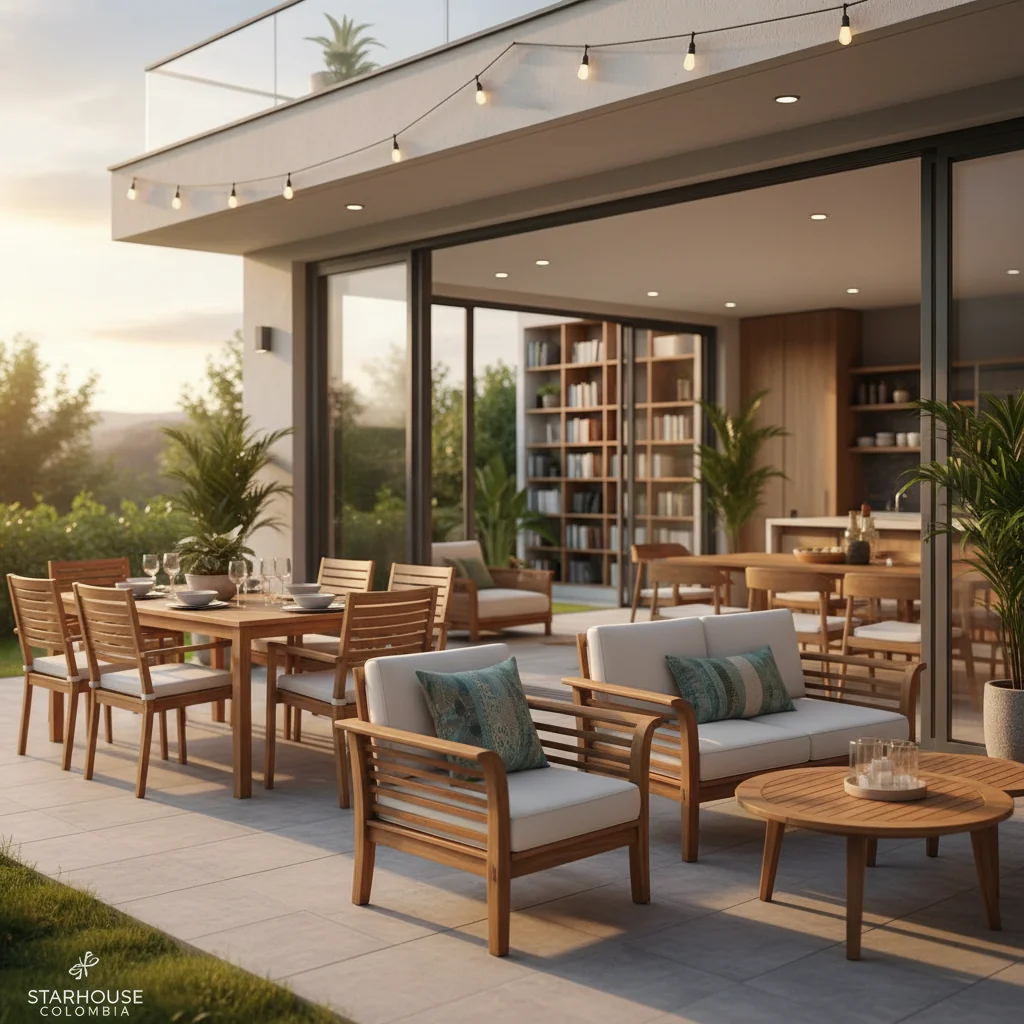 muebles de madera en terraza cómo elegir