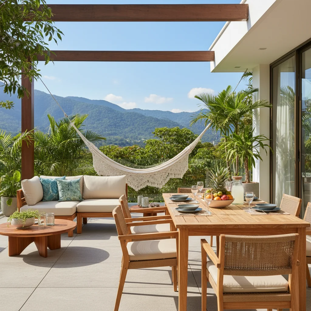 muebles de madera en terraza — pisos y revestimientos en Colombia | Starhouse