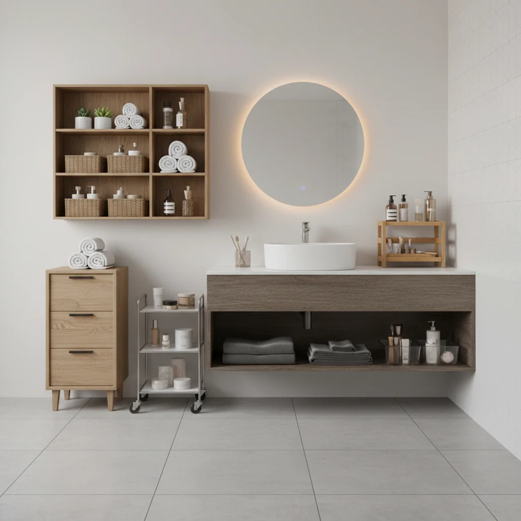 muebles organización de baño características y ventajas