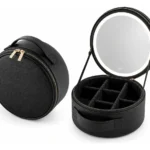 Cosmetiquera Redonda Con Espejo Luz Led