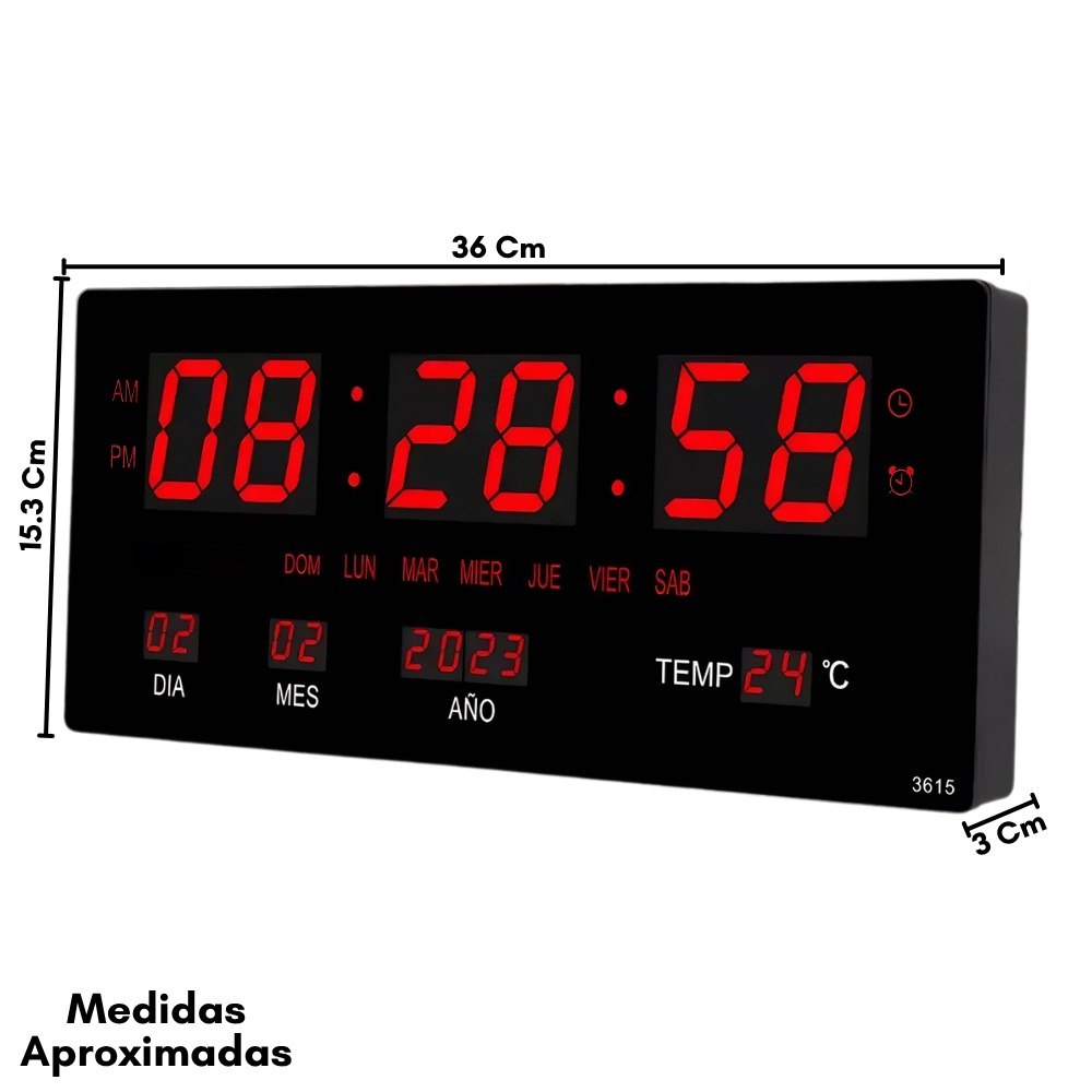 Reloj De Pared Despertador Jh3615 - Imagen 3