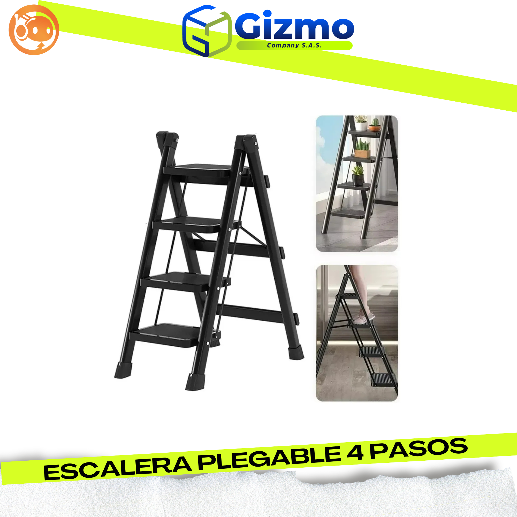 Escalera Plegable 4 Pasos Resistente - Imagen 3