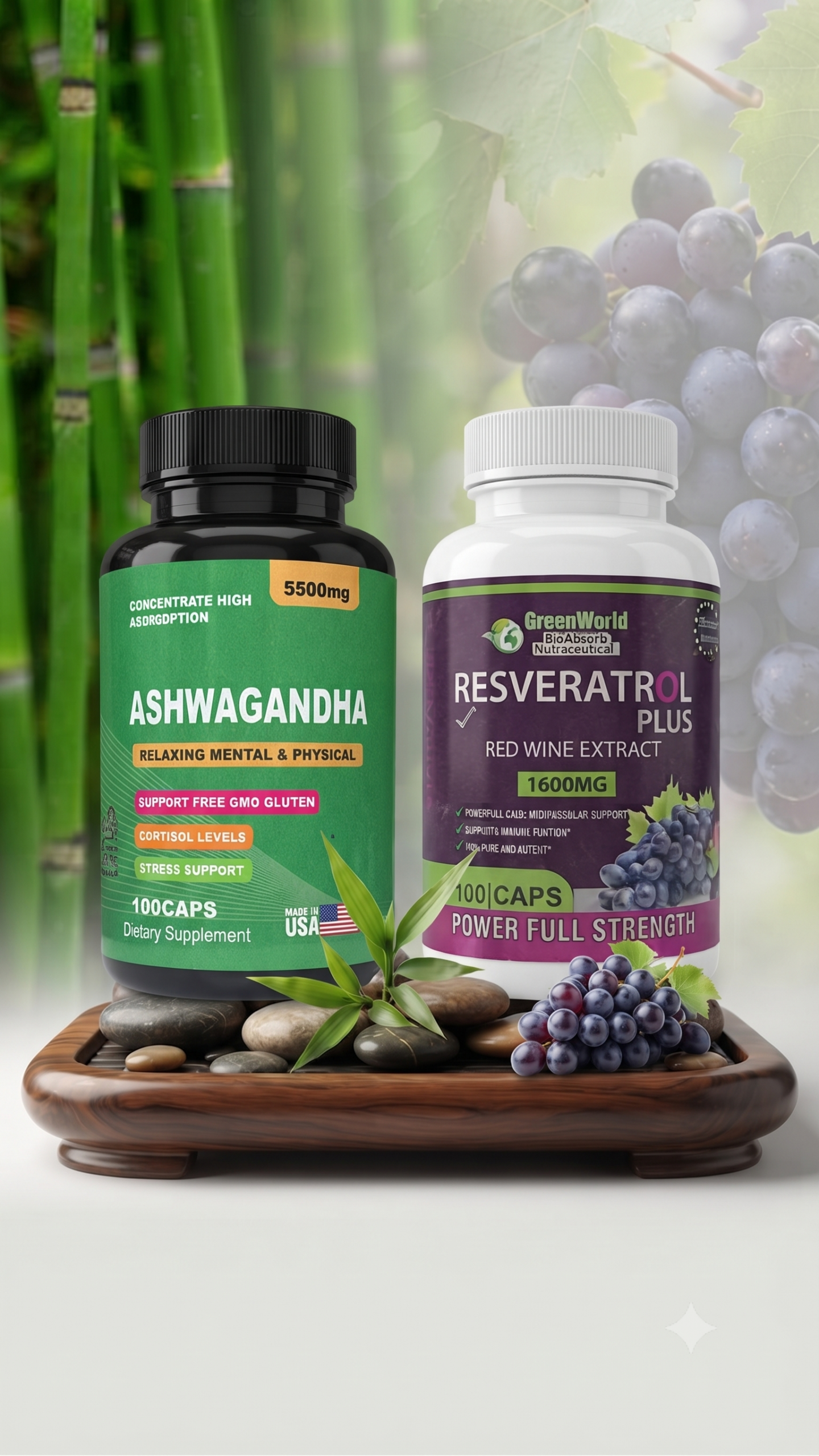RESVERATROLGREEN WORLD +ASHWAGANDHA-SUPL - Imagen 2