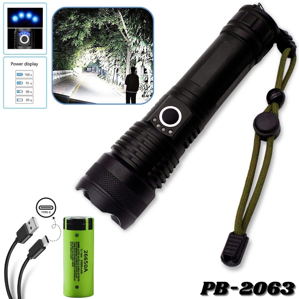 Linterna Tactica Led Recargable PB-2063 - Imagen 3