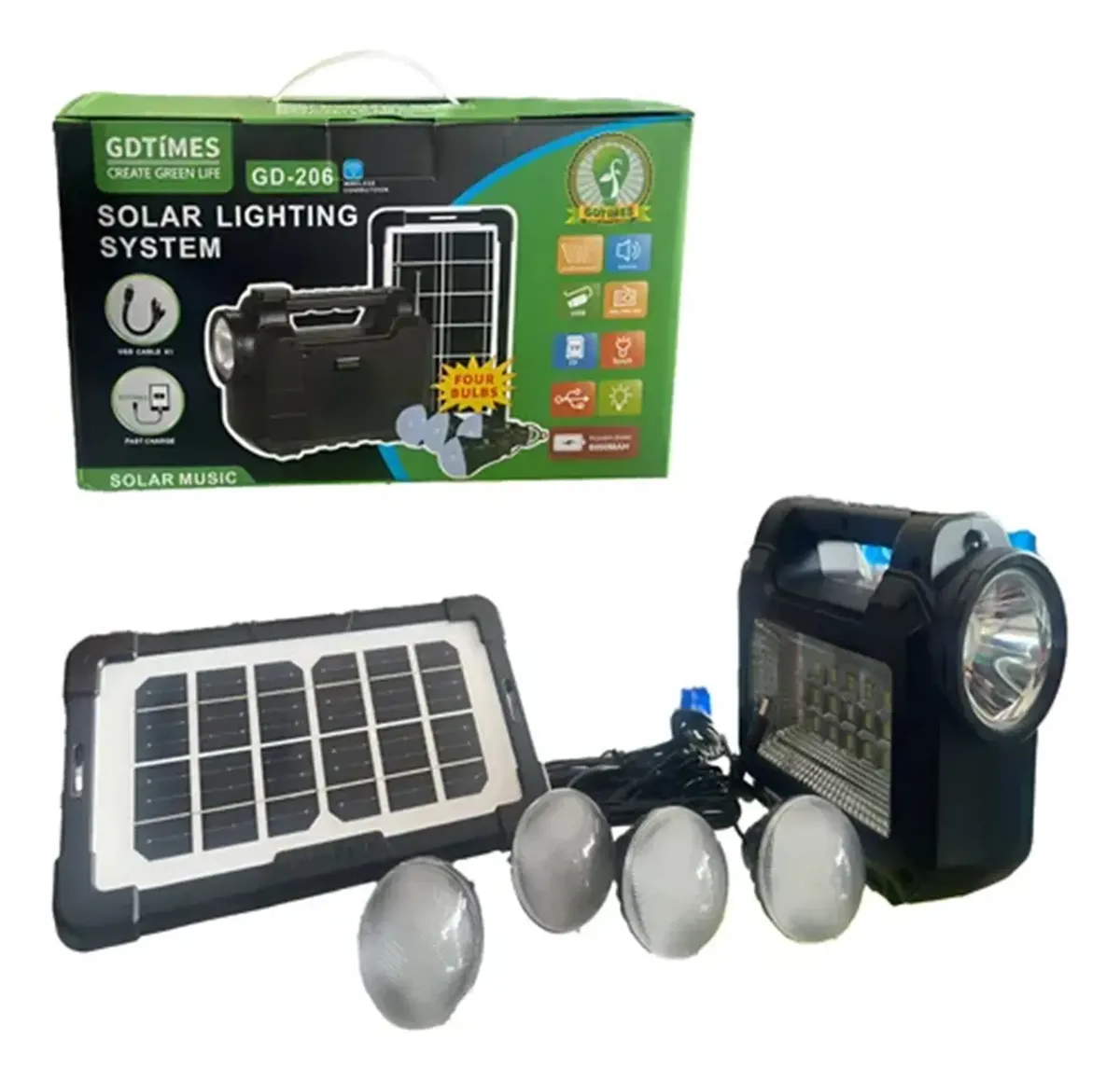 Kit Lámpara Solar + 4 Bombillos - Imagen 2