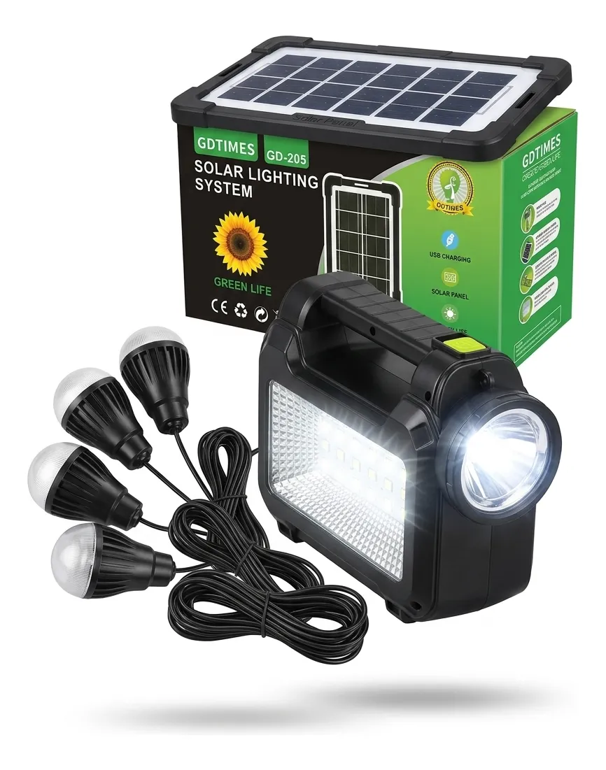 Kit Lámpara Solar + 4 Bombillos - Imagen 1