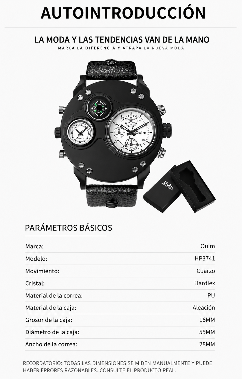 Reloj OULM 3741 Doble Hora Brújula - Imagen 3
