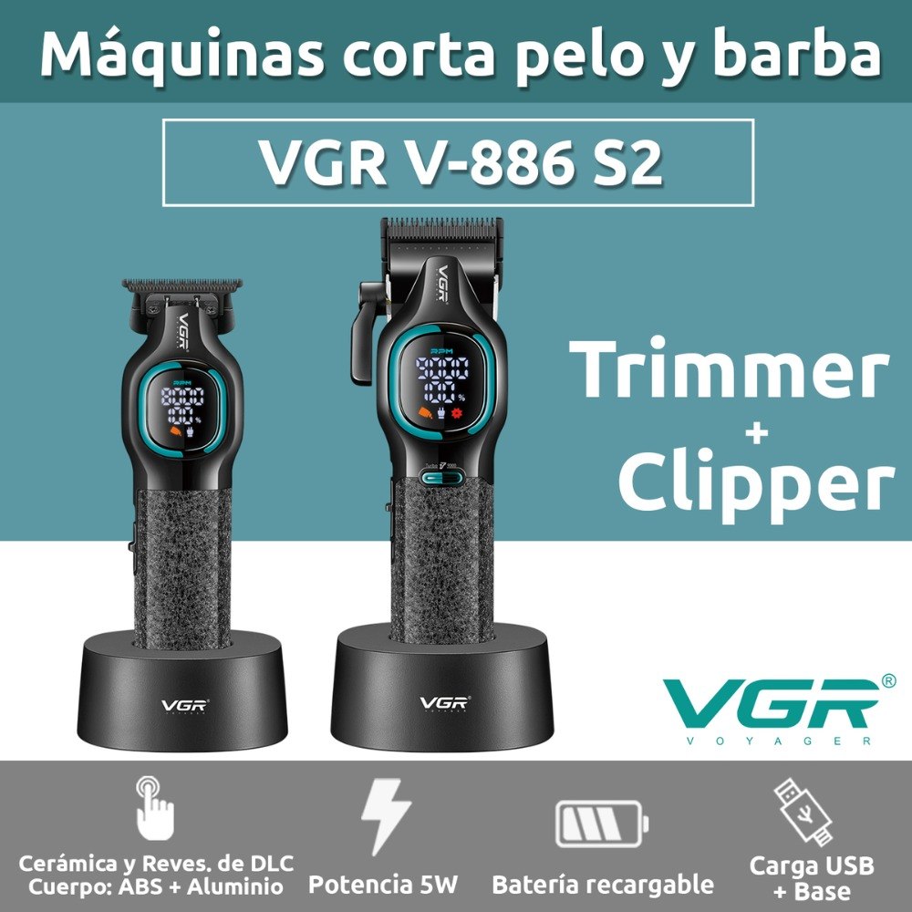 Combo Maquina Motilar Clipper V-886 S2 - Imagen 4
