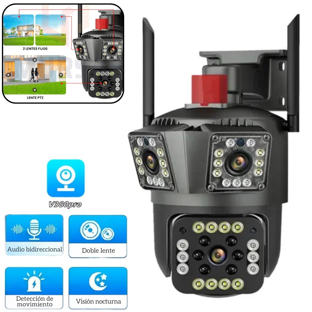 Camara De Seguridad Ip V380 3 Lentes - Imagen 1