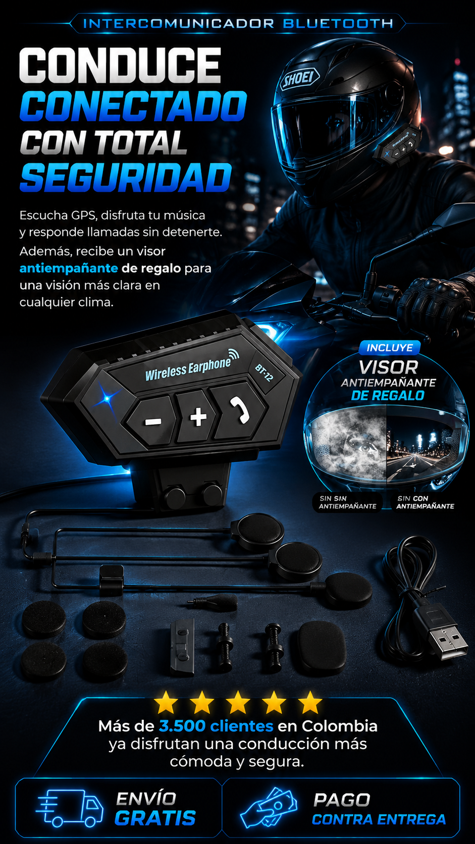 INTERCOMUNICADOR BT12 + ANTIEMPAÑANTE - Imagen 2