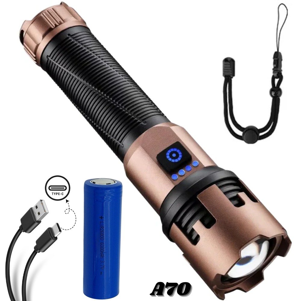 Linterna Tactica Led Recargable Usb A70 - Imagen 2