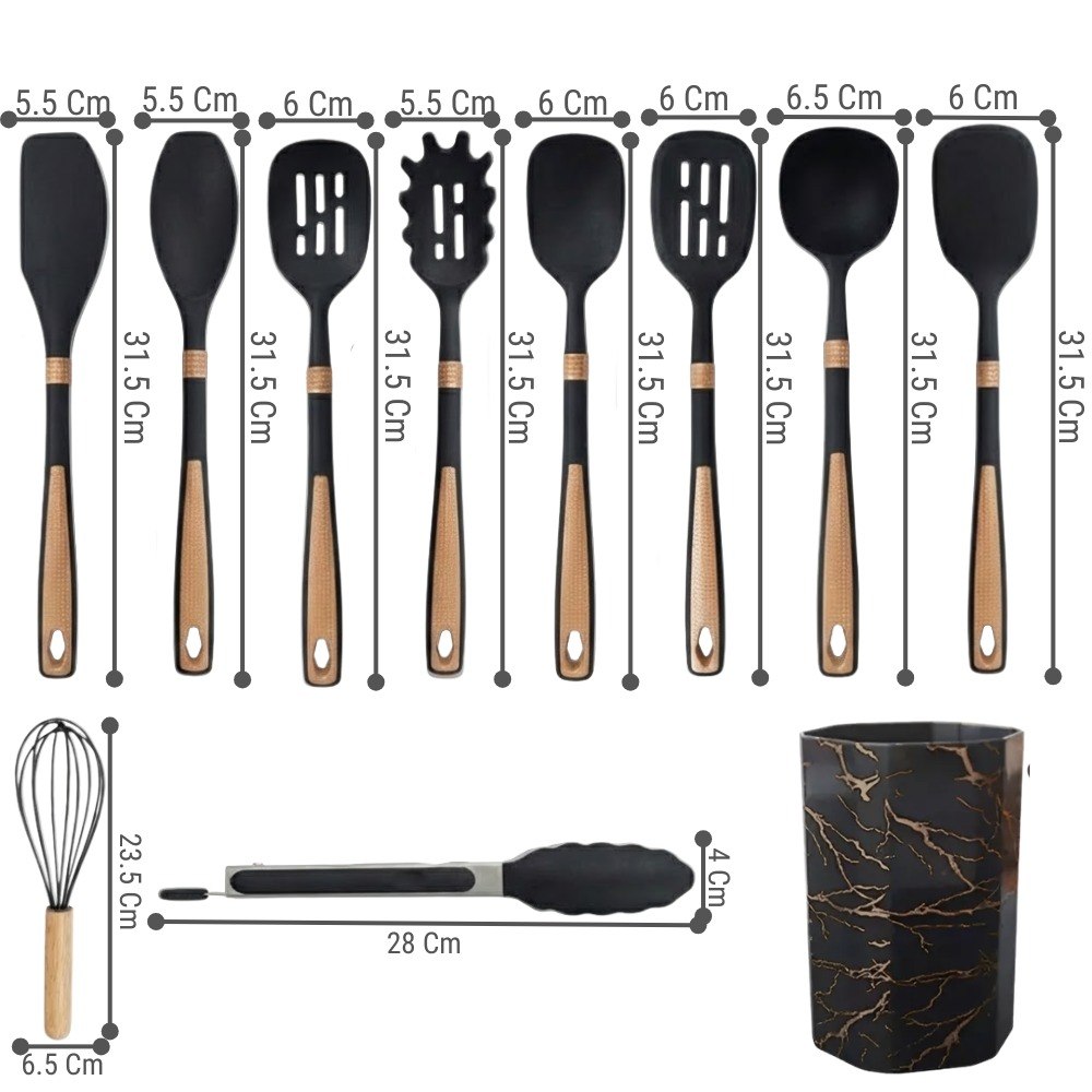 Set De Utensilios Para Cocina X16 Negro - Imagen 3