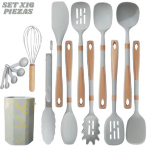 Set De Utensilios Para Cocina X16 Gris